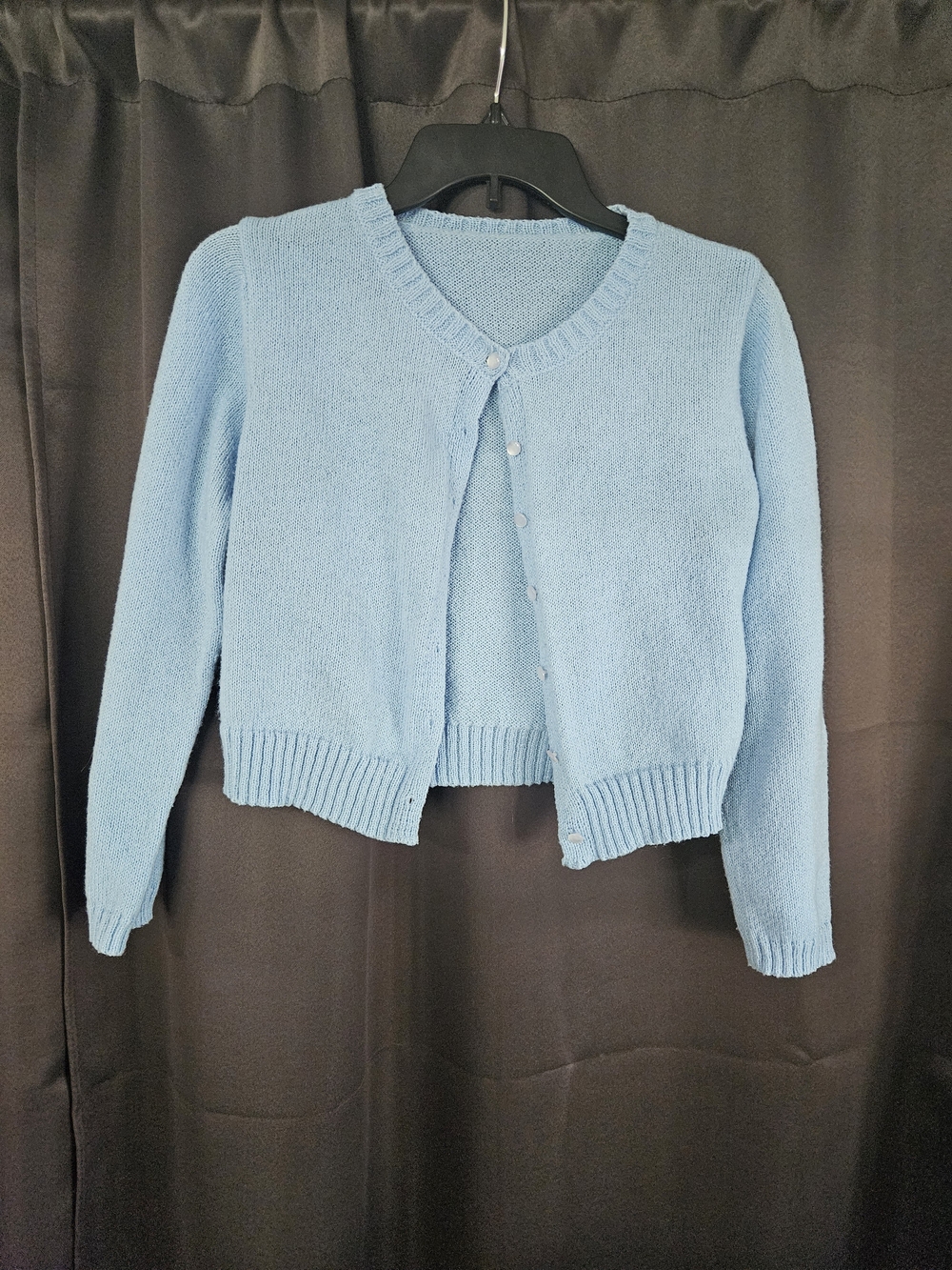 SHEIN Light Blue Women's V-Neck Cropped Button Cardigan